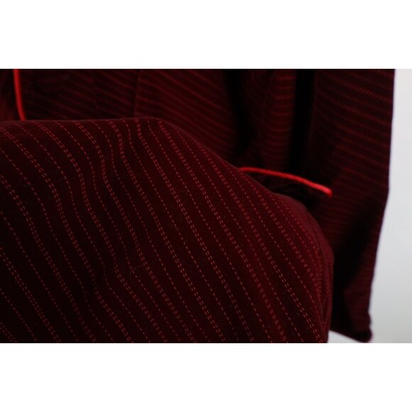 Vtg 90s Y2K Red Balls On Fire Mens Large Distressed Velour Wonka Trench Coat - Picture 8 of 16